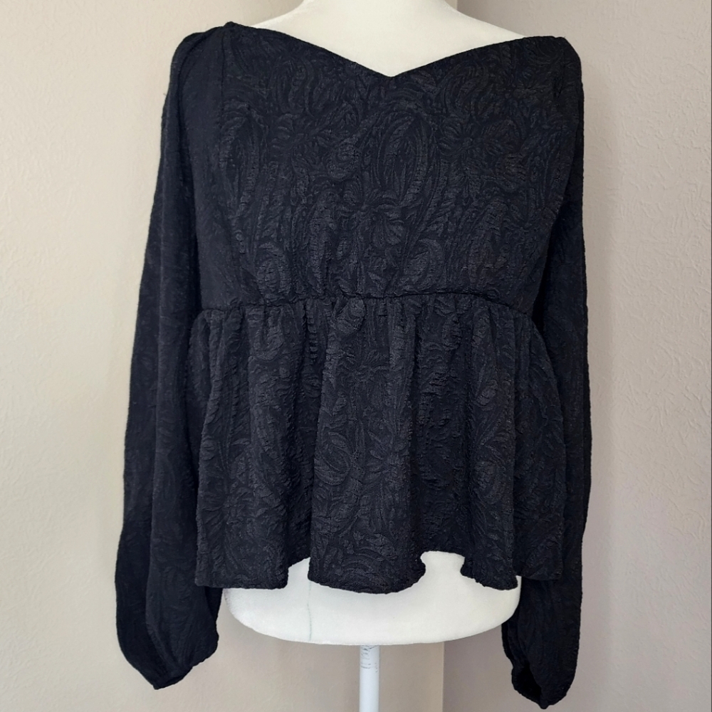 Ava & Viv ladies NWT Black‎ tunic blouse. Size X14 lace look BoxE